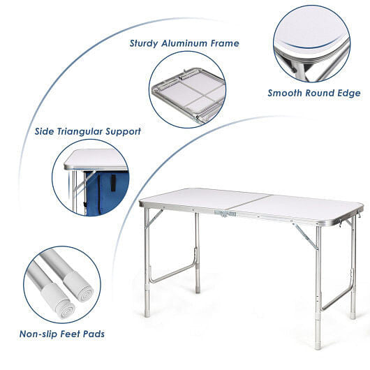 Height Adjustable Folding Camping Table-Gray-3